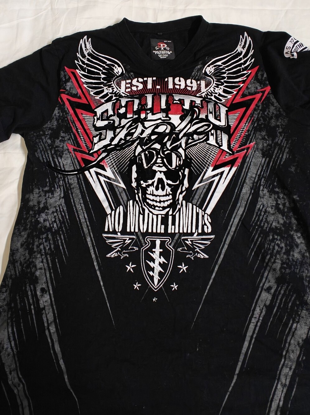 South Pole Black Crew Neck Tee with Red Logo - XL